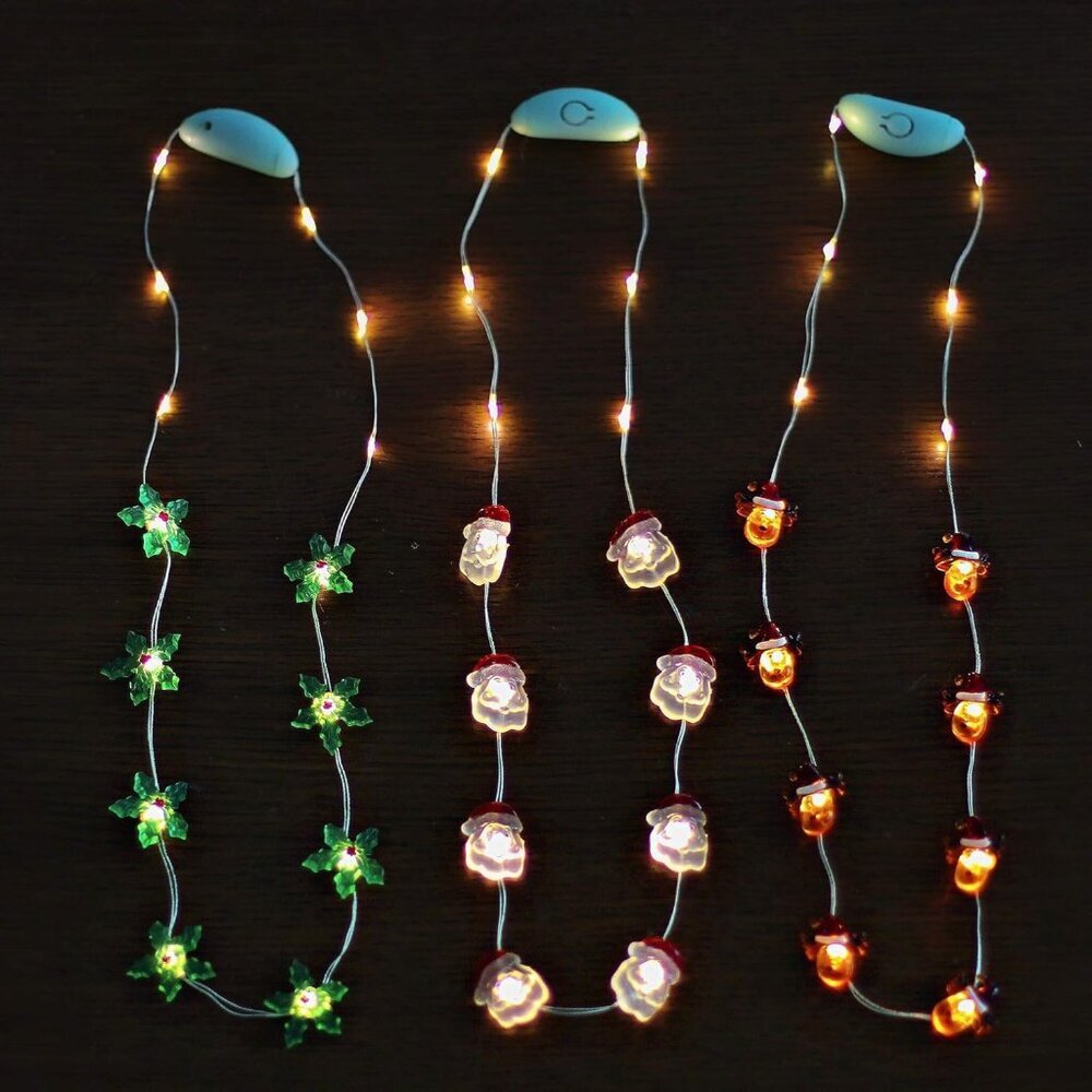Holiday Party Necklace Glowing in The Dark Accessories, Light Up LED Necklace Sa